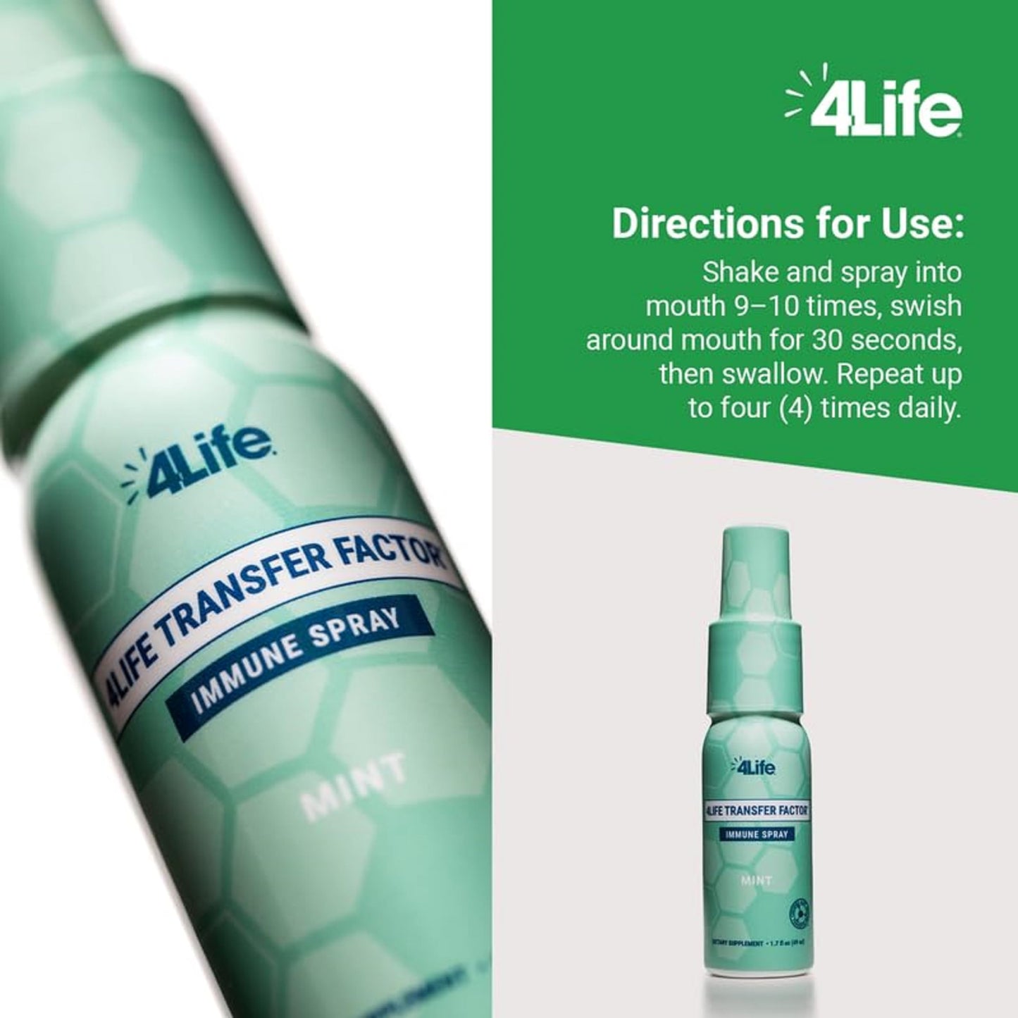 4Life Transfer Factor Immune Spray - Mint Flavor, Zinc & Marshmallow Root, 1.7 oz