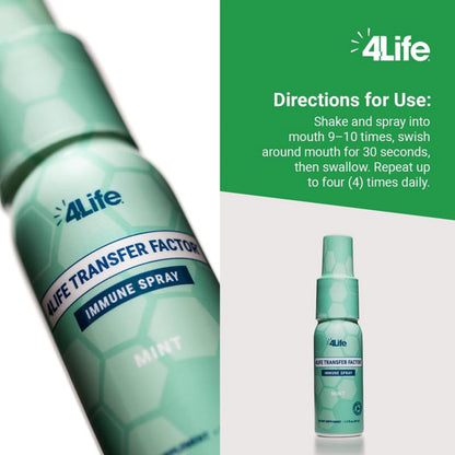4Life Transfer Factor Immune Spray - Mint Flavor, Zinc & Marshmallow Root, 1.7 oz