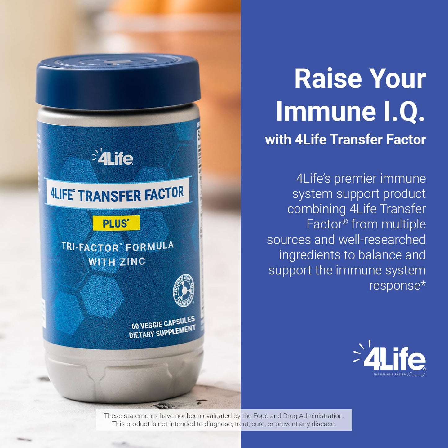 4Life Transfer Factor Plus with Zinc & Super Mushroom Blend — 60 Vegetarian Capsules