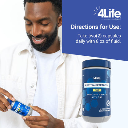 4Life Transfer Factor Plus with Zinc & Super Mushroom Blend — 60 Vegetarian Capsules