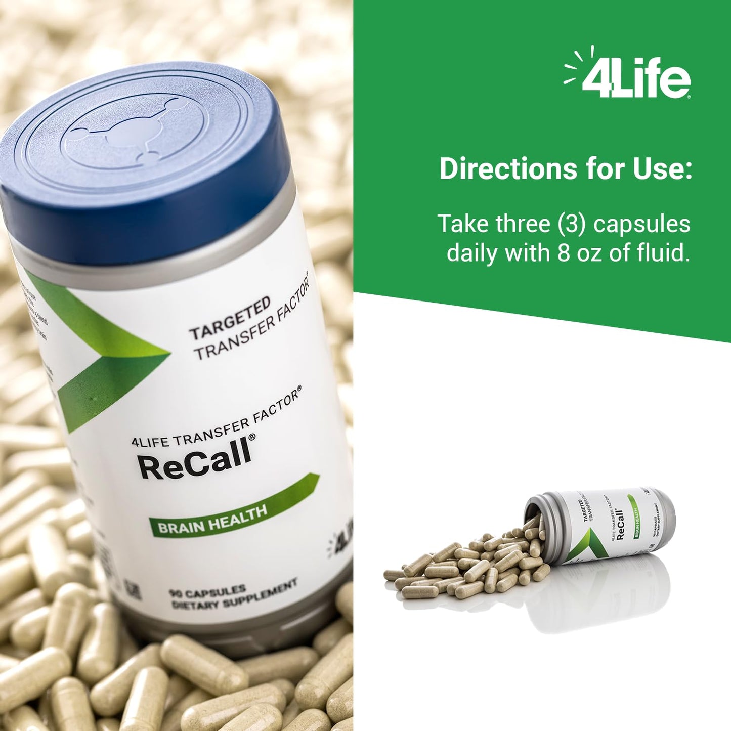 4Life Transfer Factor Recall – Supports Brain Health, Memory & Learning | 90 Veggie Capsules
