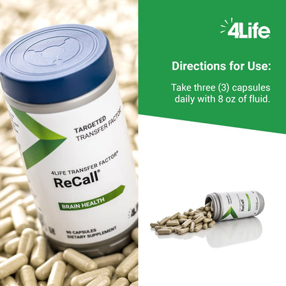 4Life Transfer Factor Recall – Supports Brain Health, Memory & Learning | 90 Veggie Capsules
