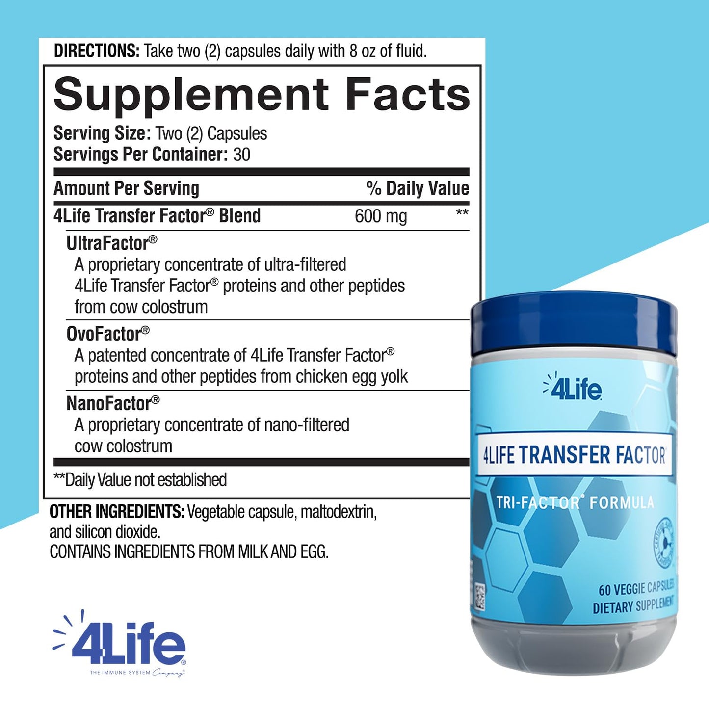 4Life Transfer Factor Tri-Factor Formula – Advanced Immune Support (60 Veggie Capsules)