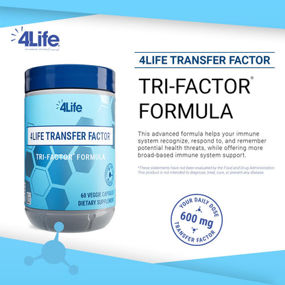 4Life Transfer Factor Tri-Factor Formula – Advanced Immune Support (60 Veggie Capsules)