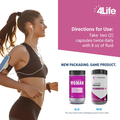 4Life Transform Woman - Velvet Bean & Evening Primrose Capsules for Healthy Skin & Well-Being - 120 Capsules