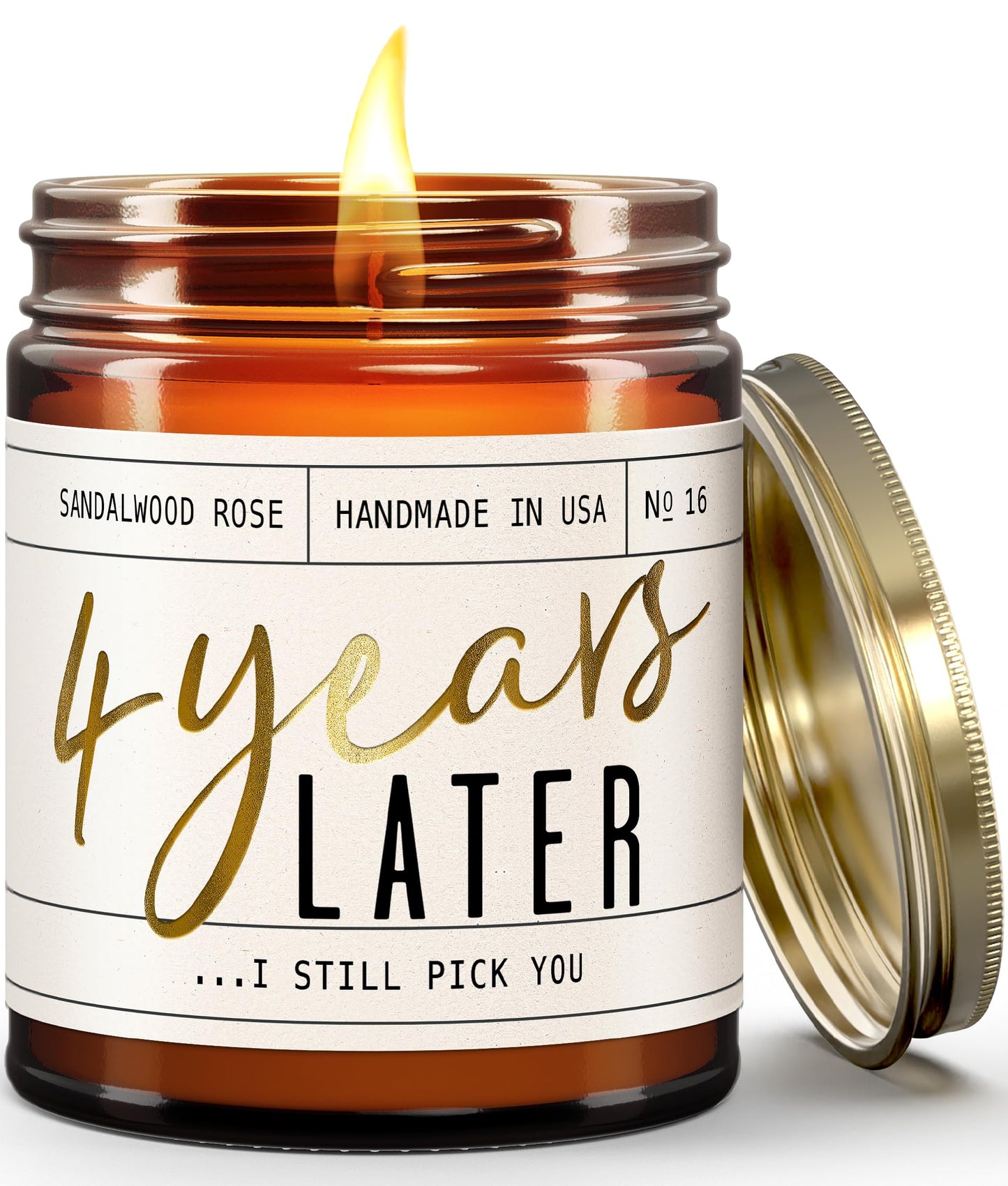 4th Anniversary Gift for Wife – Sandalwood Rose Soy Candle | 50-Hour Burn | USA Made