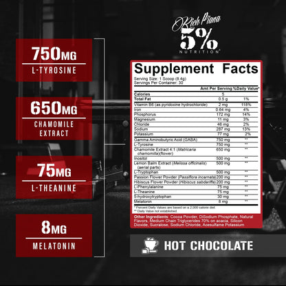 5% Nutrition Rich Piana Knocked Out Sleep Aid — 8.4 oz, 30 Servings (Hot Chocolate)