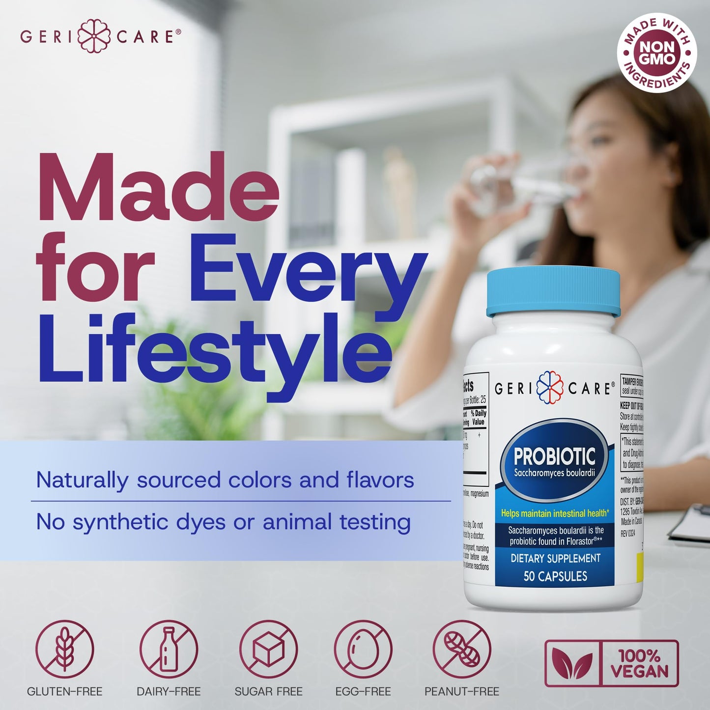Saccharomyces boulardii Probiotic 500mg for Digestive Health – Women & Men | Compare to Florastor (50 Capsules) – 12 Pack