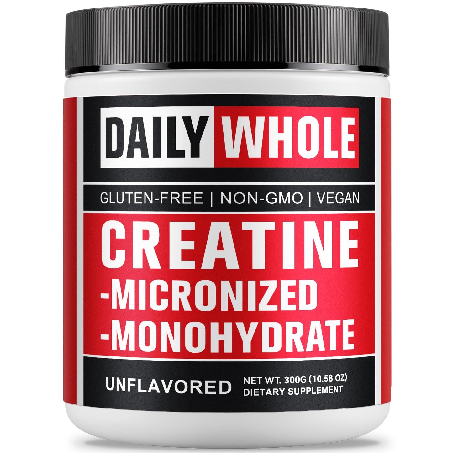 5000mg Creatine Monohydrate Micronized Powder – Unflavored, 300g (60 Servings) – Sugar-Free, Vegan, Non-GMO with Scoop