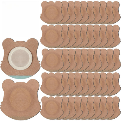 50 Pcs Disposable Castor Oil Patches - Self-Adhesive, Spunlace Breathable, Bear Shape (Skin Color)