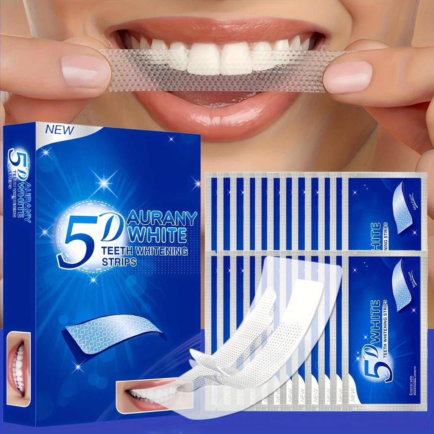 5D Sensitive Teeth Whitening Strips – 21P (42 Strips), Enamel-Safe