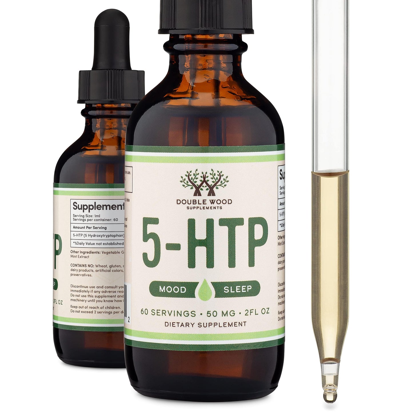 5-HTP Liquid Drops – 60 Servings of 50mg 99%+ 5-HTP | Serotonin Support by Double Wood