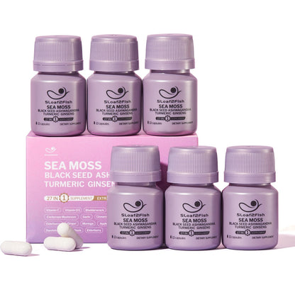 5Loaf2Fish Organic Sea Moss Capsules – 27-in-1 Nano-Encapsulated, 72 Veggie Capsules