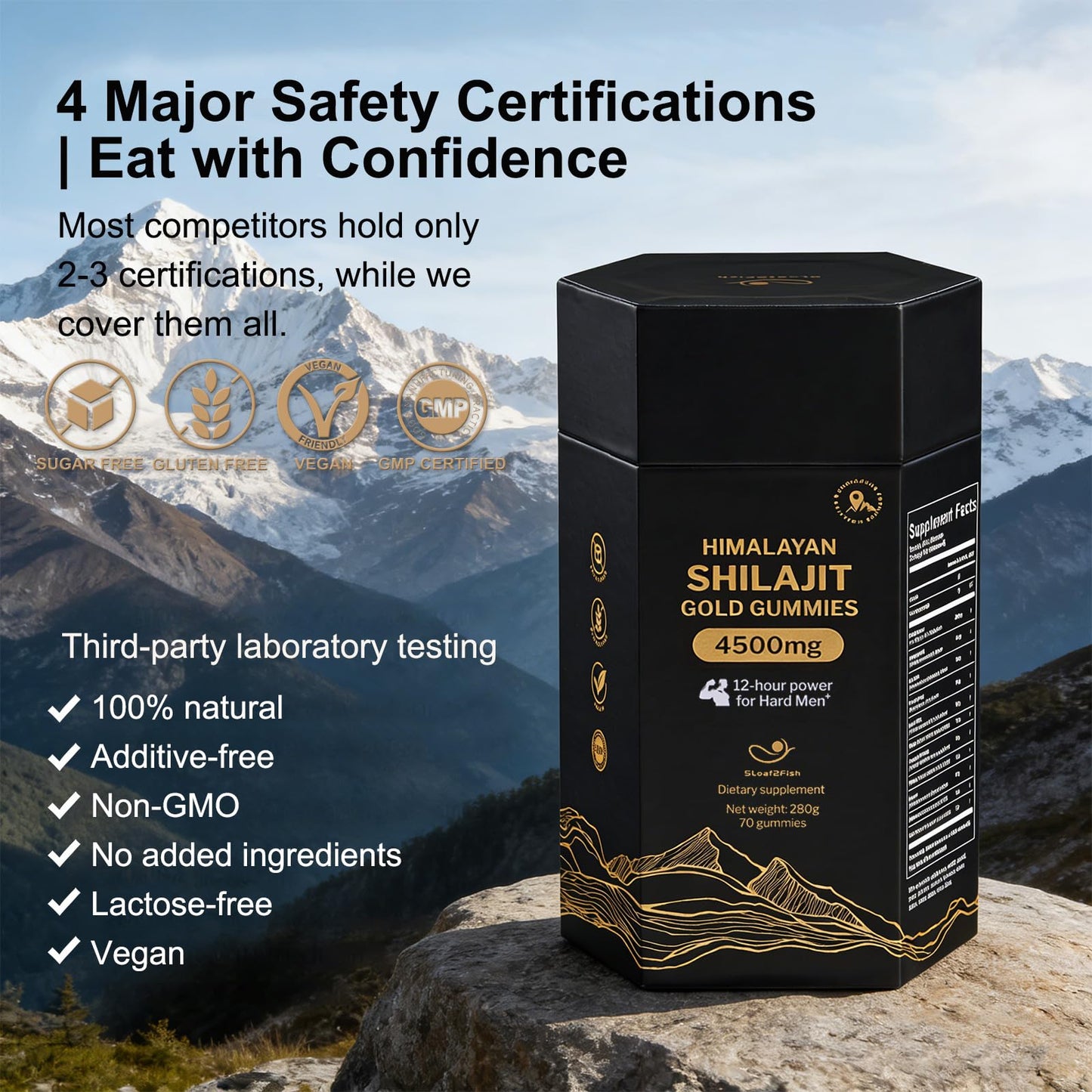 5Loaf2Fish Himalayan Shilajit Gummies with Ashwagandha & Sea Moss – 70 Gummies