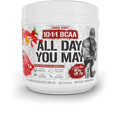 5% Nutrition Rich Piana AllDayYouMay BCAA Powder – Intra & Post-Workout Aminos, Hydration, Endurance (Fruit Punch) 16.93 oz