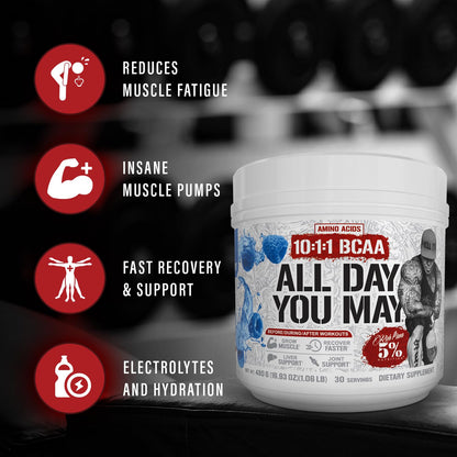 5% Nutrition Rich Piana AllDayYouMay BCAA Powder – Intra & Post-Workout Aminos, Hydration, Endurance | Southern Sweet Tea 16.3 oz
