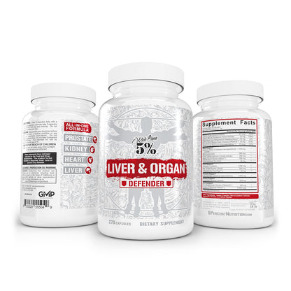 5% Nutrition Rich Piana Liver & Organ Defender Cycle Support Plus NAC | Liver, Prostate, Heart, Kidney & Skin Support | Milk Thistle, Saw Palmetto, Hawthorn Berry | 30-90 Servings