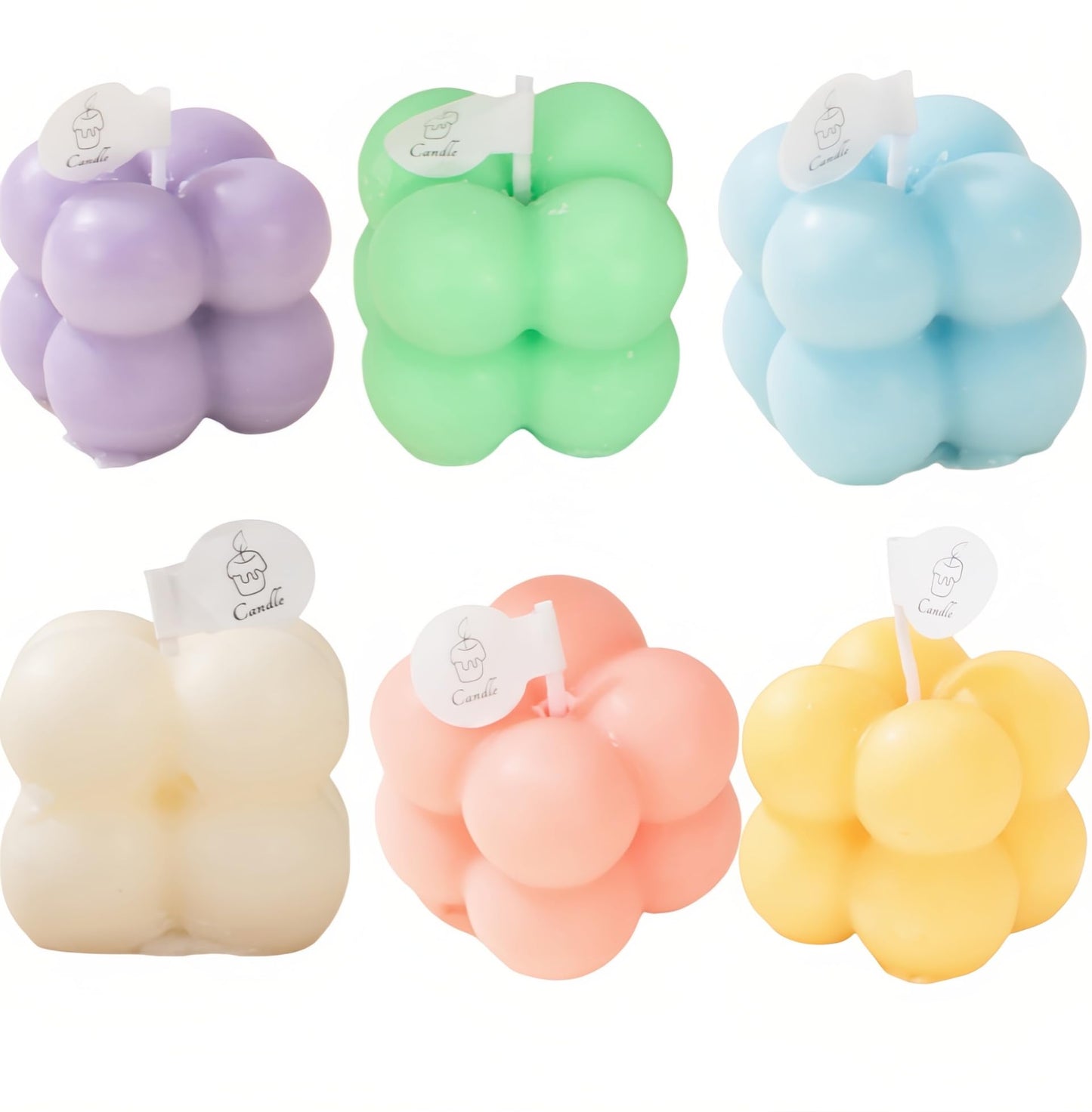 6-in-1 Mini Soy Wax Candles Gift Set – Eco-Friendly Aromatherapy (Lavender, Peach & Sea Salt) – Bubble Shaped Candles
