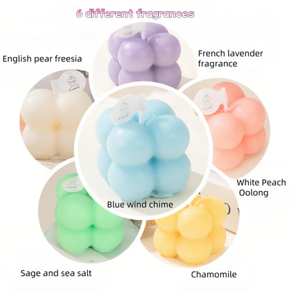 6-in-1 Mini Soy Wax Candles Gift Set – Eco-Friendly Aromatherapy (Lavender, Peach & Sea Salt) – Bubble Shaped Candles