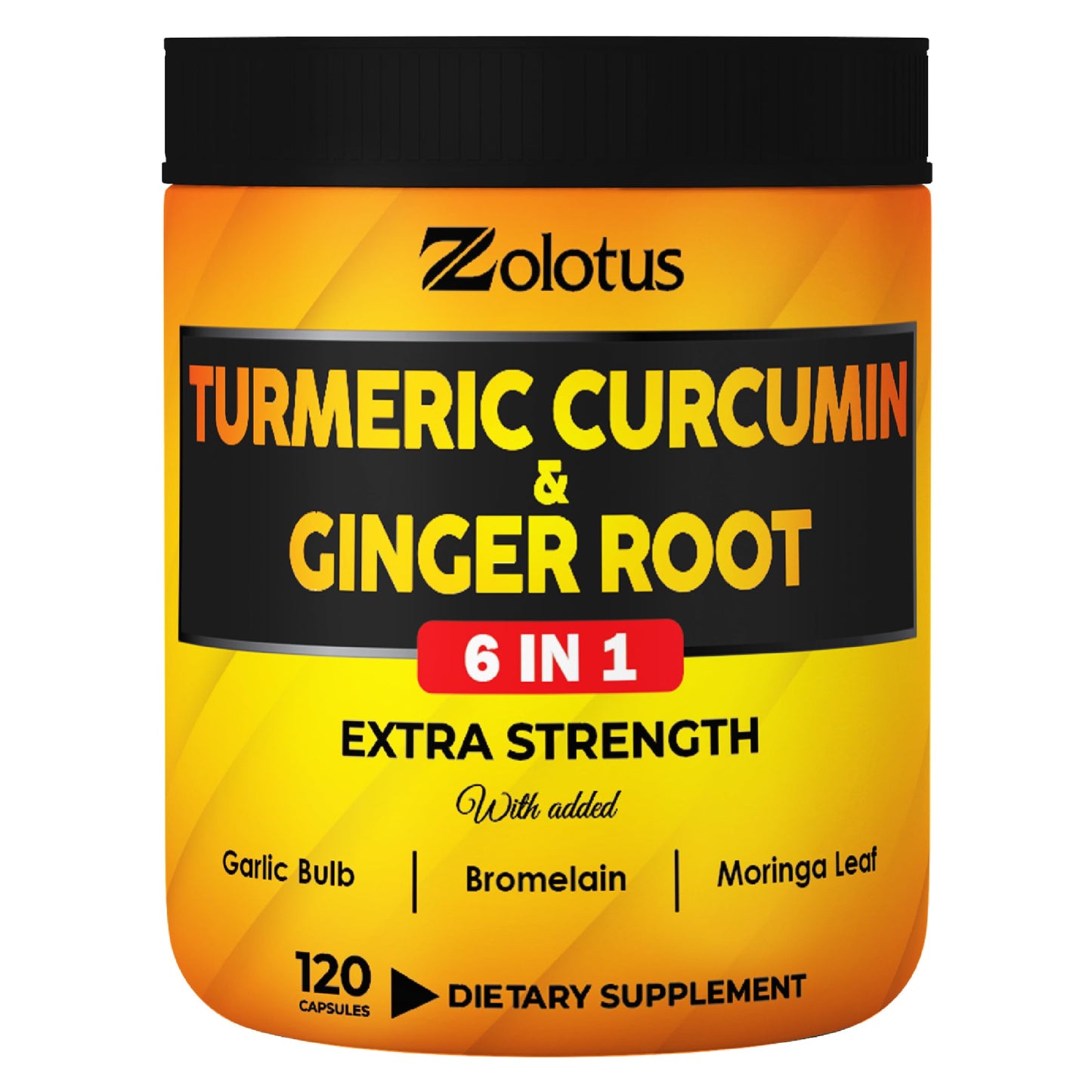 6 in 1 Turmeric Curcumin + Ginger Capsules - 95% Curcuminoids, Black Pepper | 120 Capsules