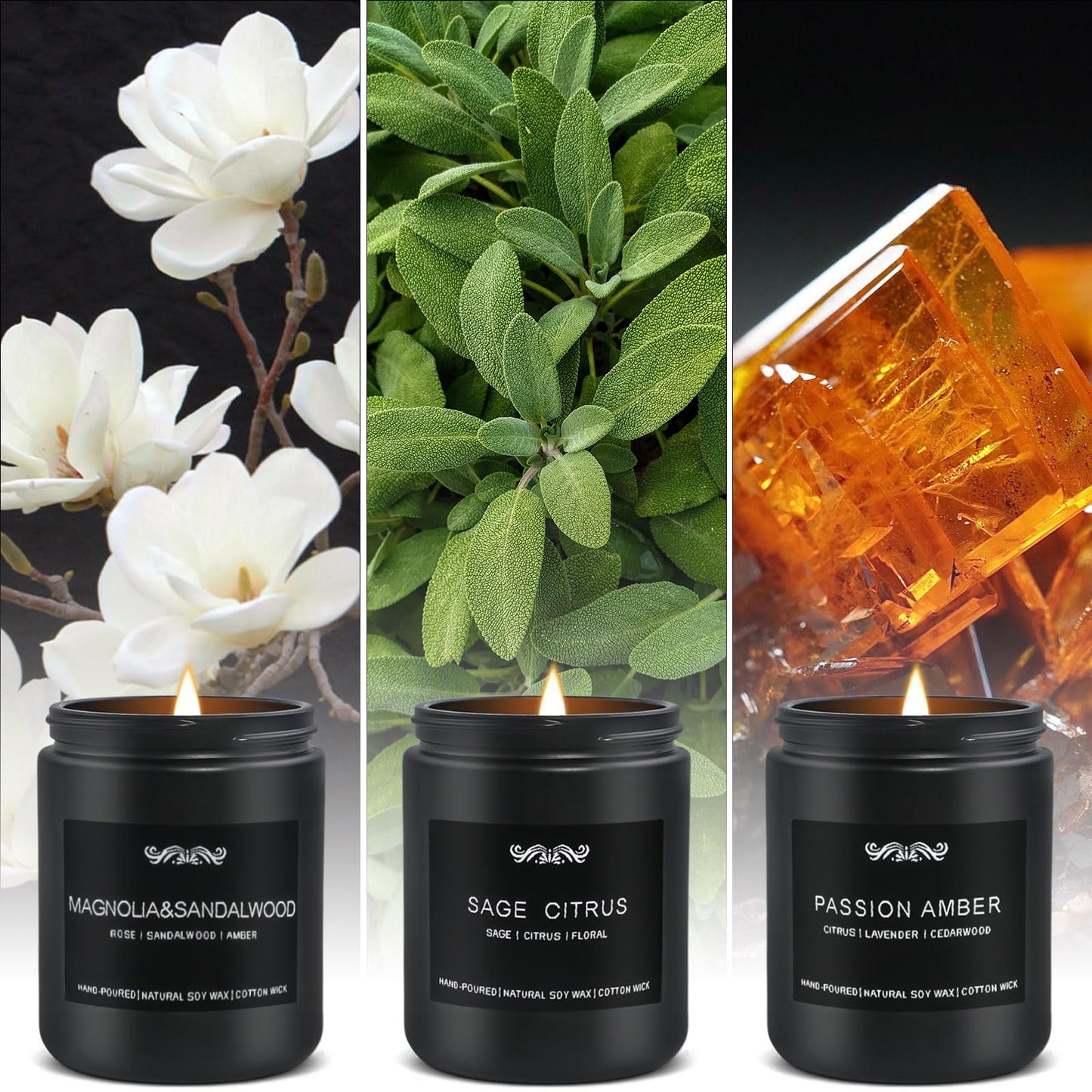 6 Pack Candles for Home – Aromatherapy Gift Set for Men (42 oz, 300 Hours)