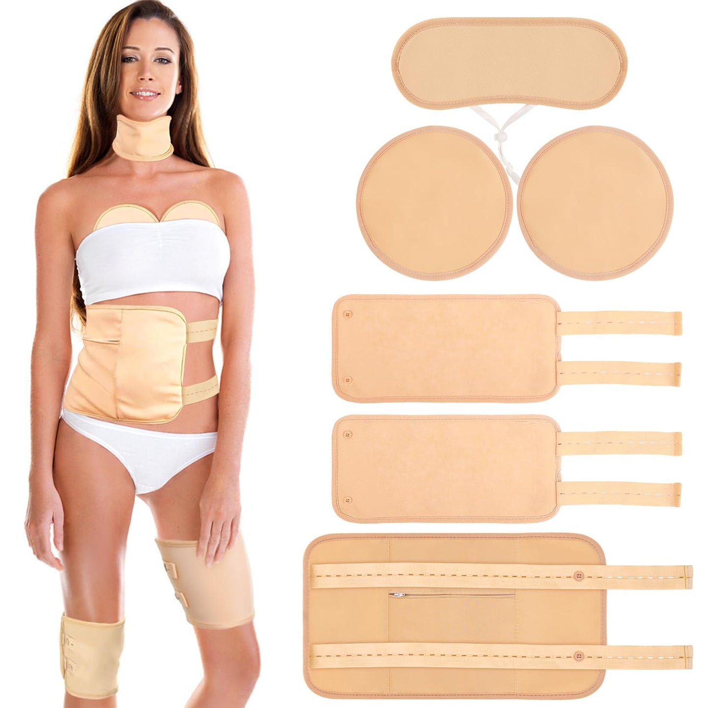 6 Pcs Castor Oil Pack Wrap Kit - Organic Cotton, Reusable, Adjustable Straps