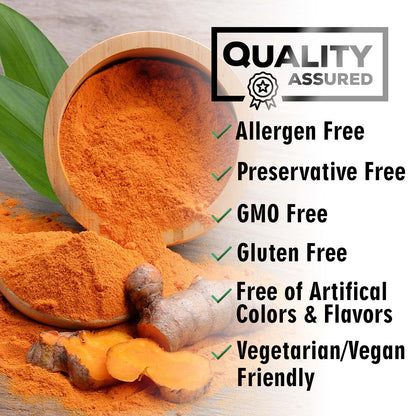 Turmeric Curcumin 2600mg with BioPerine – 95% Curcuminoids | Organic Turmeric, Vegan, Non-GMO | 60 Capsules | Made in USA