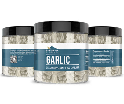 Earthborn Elements Garlic 200 Capsules – Pure & Undiluted Garlic Supplement with No Additives
