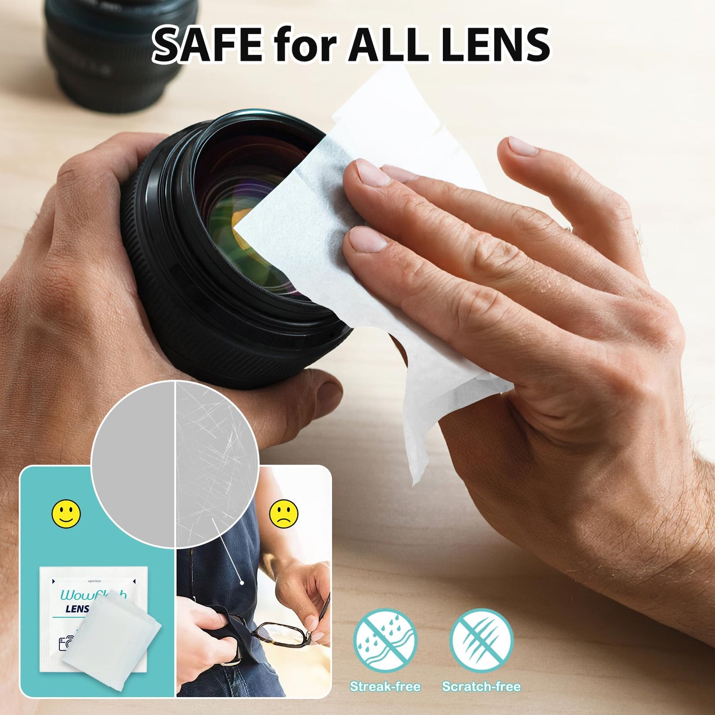 600 Count Lens Wipes for Eyeglasses – Scratch-Free, Streak-Free Pre-Moistened Wipes for Eyewear