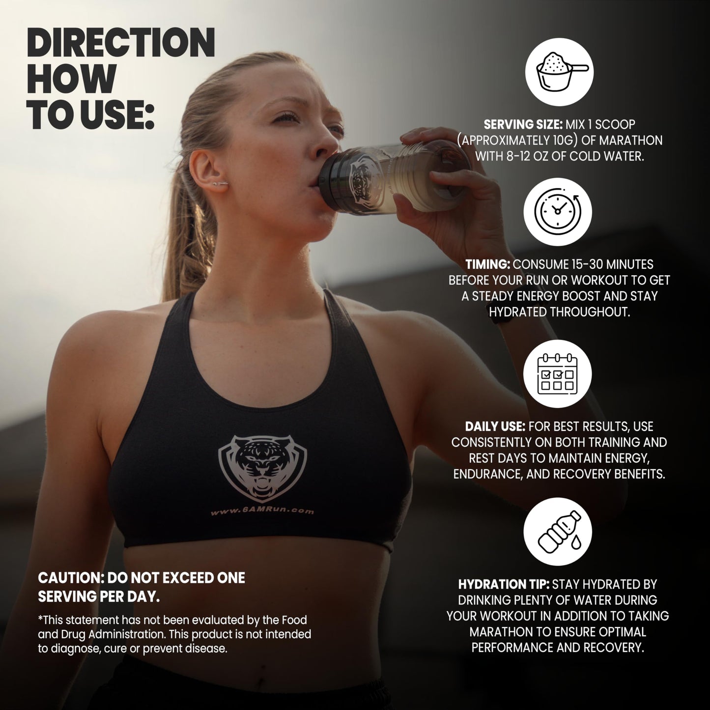 6AM Run Marathon - Amino Energy with BCAAs for Clean Pre-Run Fuel | Peach Mango, 40 Servings