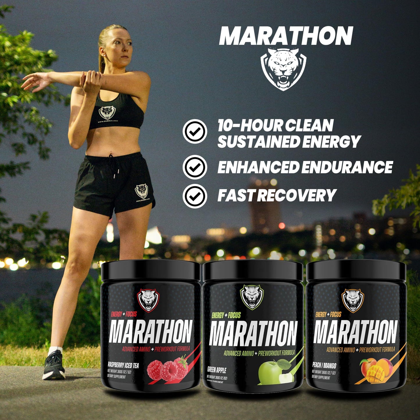 6AM Run Marathon - Amino Energy with BCAAs for Clean Pre-Run Fuel | Peach Mango, 40 Servings