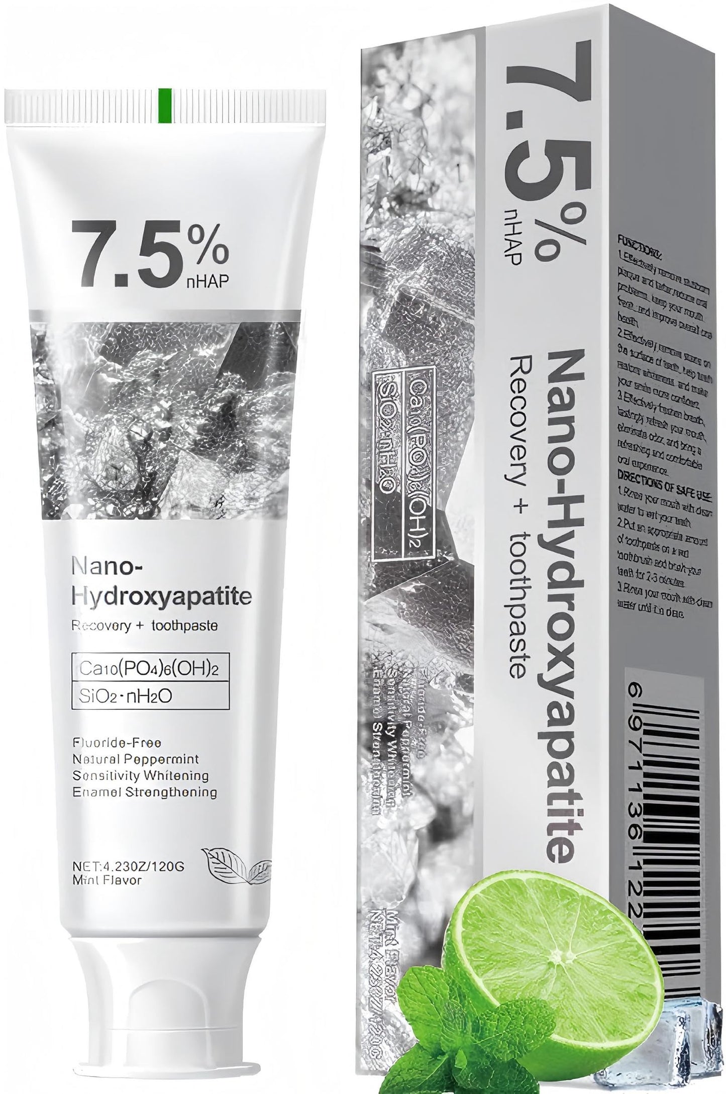 7.5% Hydroxyapatite Toothpaste – Enamel Protection, Sensitive Teeth | Fluoride-Free, Fresh Mint