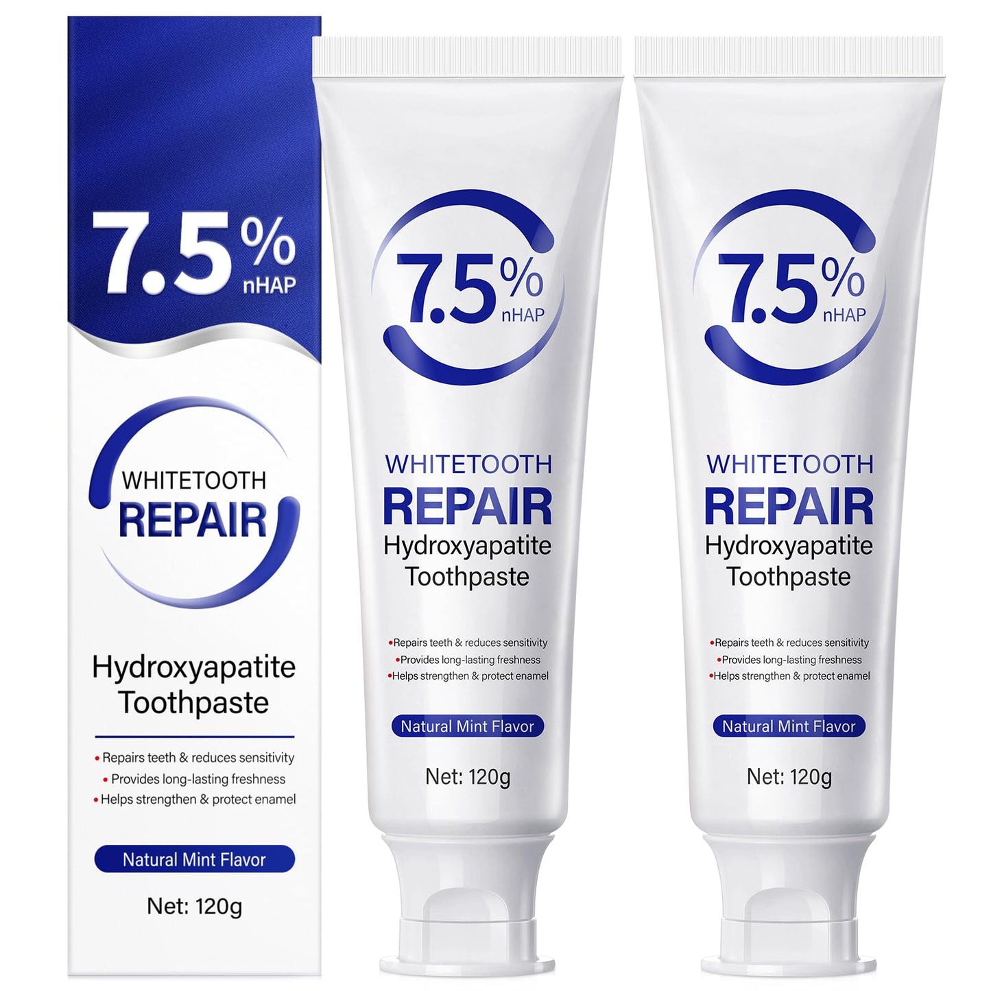 7.9% Nano Hydroxyapatite Toothpaste 2-Pack – Gum Care, Enamel Strengthening & Sensitivity Relief