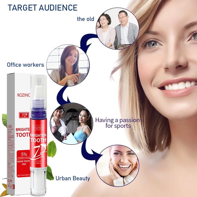 7D Brighten Tooth Whitening Pen – 5% Hydrogen Peroxide Snow Formula