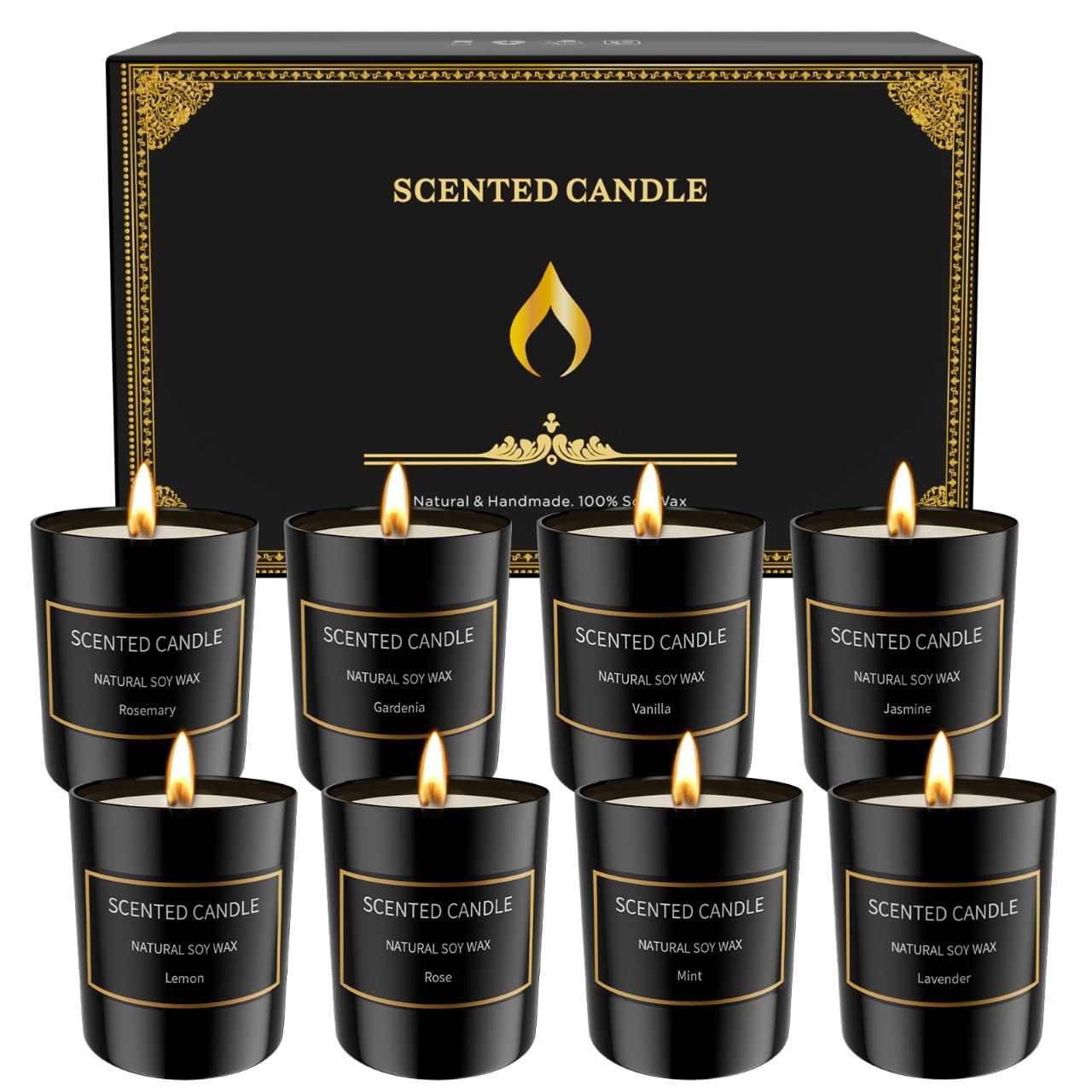 8 Pack Scented Candles Set for Men - Aromatherapy Soy Candles Gift Set