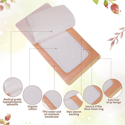 8 Pcs Castor Oil Patches Wrap 11.8 x 6.3 in | Disposable Organic Cotton Self-Adhesive Belly Button Patch Cover