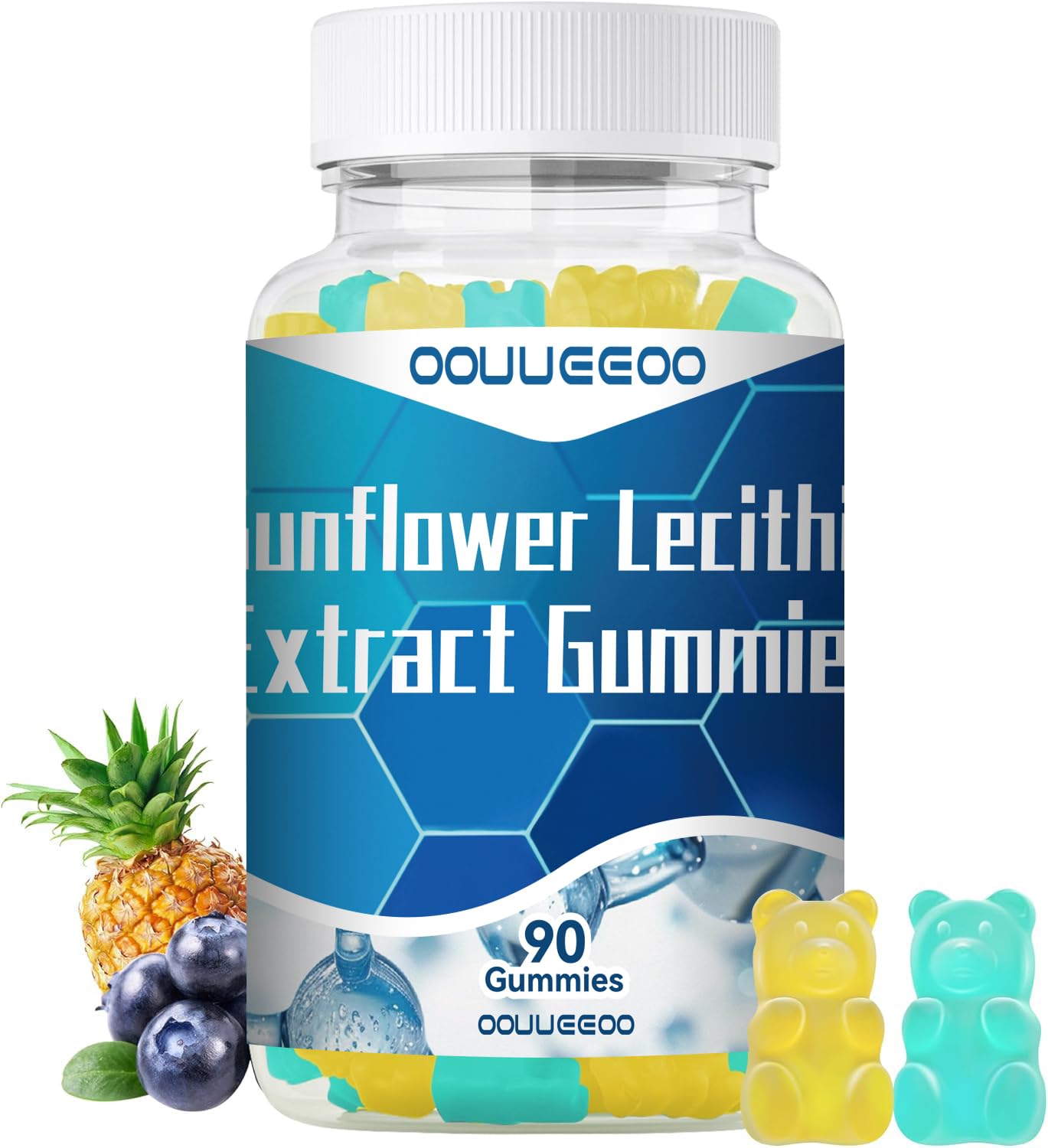 800mg Sunflower Lecithin Gummies - Vegan, Non-GMO, Soy-Free & Gluten-Free | Cognitive Health & Daily Nutrition (Blueberry Pineapple Mix)
