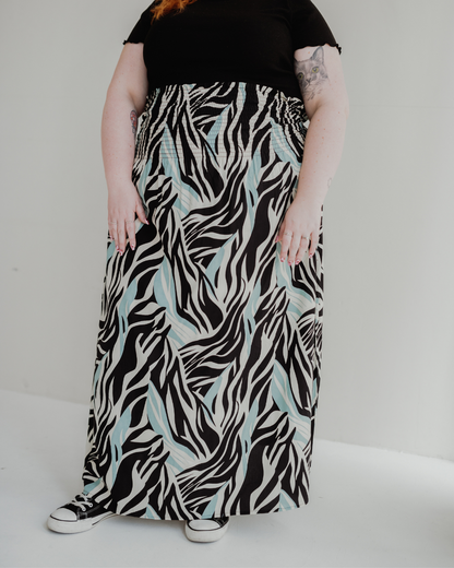 Zuri Multicolour Zebra Twirl Print Multifunctional Maxi Skirt