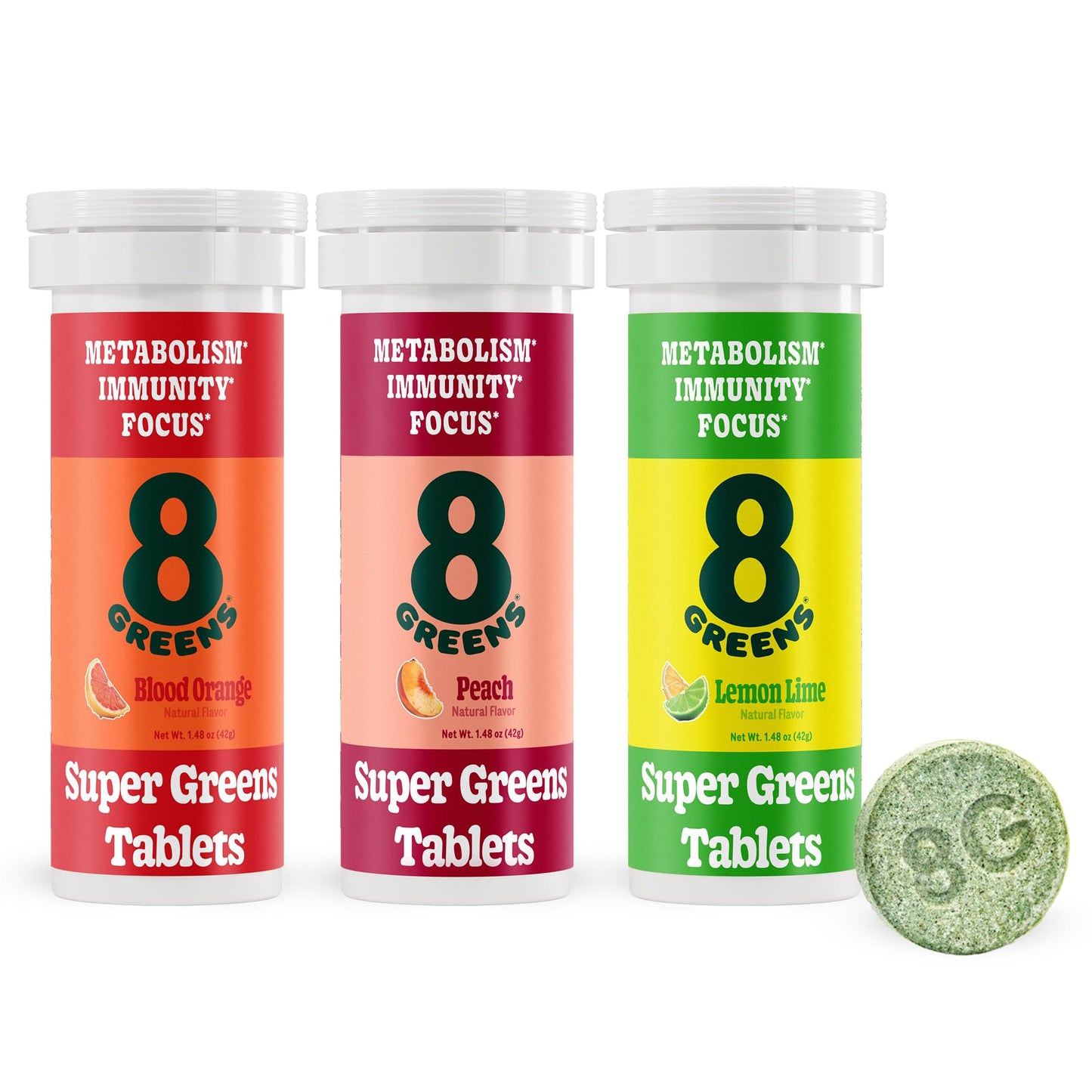 8Greens Supergreens Tablets | Daily Effervescent Greens for Immunity, Focus & Metabolism | Organic Aloe Vera, Spirulina, Chlorella | 30 Servings