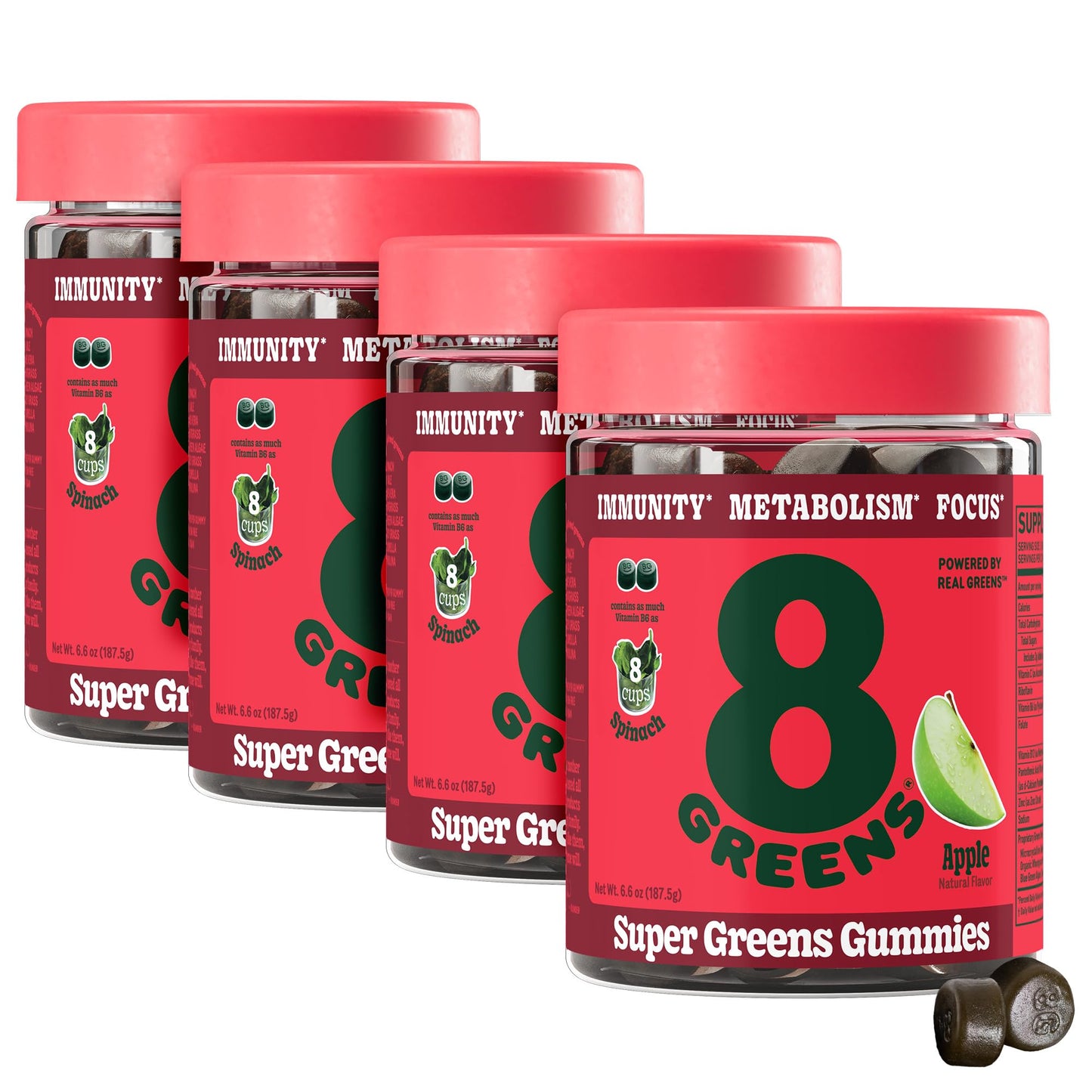 8Greens Supergreens Gummies - Organic Greens for Immunity, Metabolism & Focus | 200 Count
