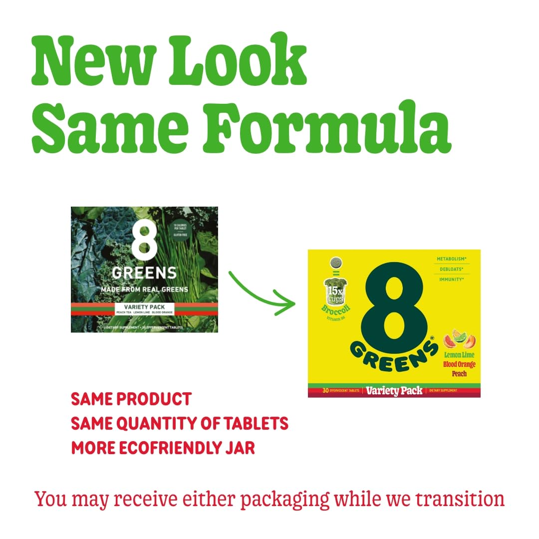 8Greens Supergreens Tablets | Daily Effervescent Greens for Immunity, Focus & Metabolism | Organic Aloe Vera, Spirulina, Chlorella | 30 Servings
