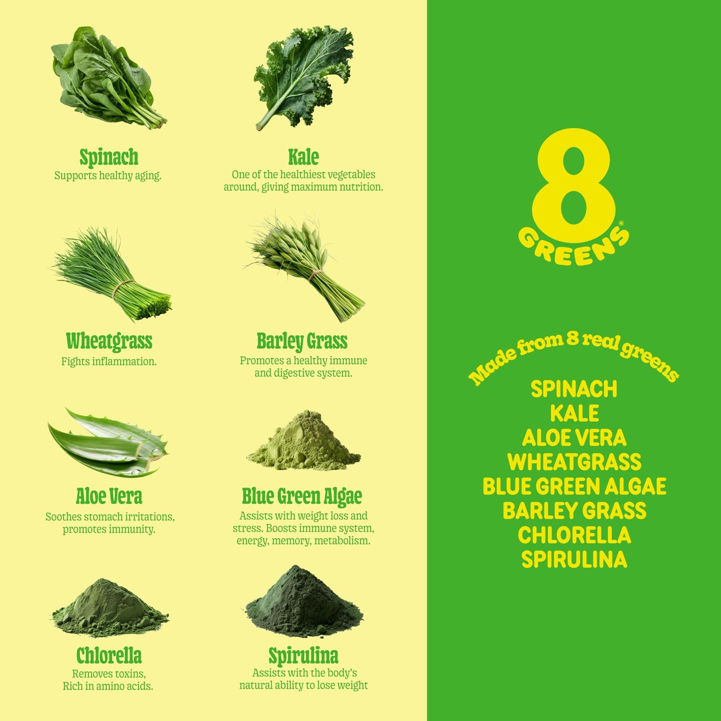 8Greens Supergreens Tablets | Daily Effervescent Greens for Immunity, Focus & Metabolism | Organic Aloe Vera, Spirulina, Chlorella | 30 Servings