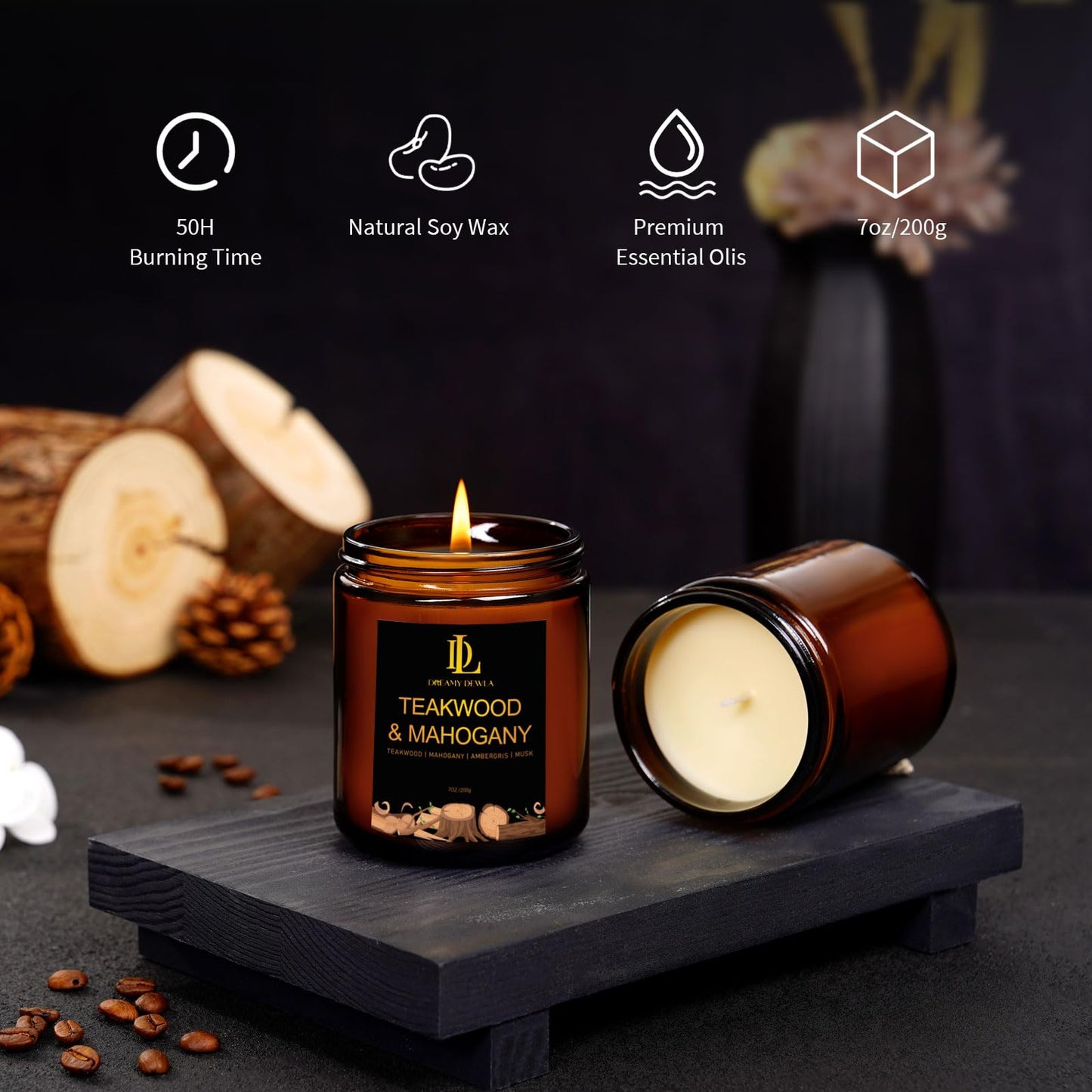 8-Pack Soy Candle Set for Home Scent – Teakwood Mahogany, Vanilla Cupcake, Cologne & More (56 oz)
