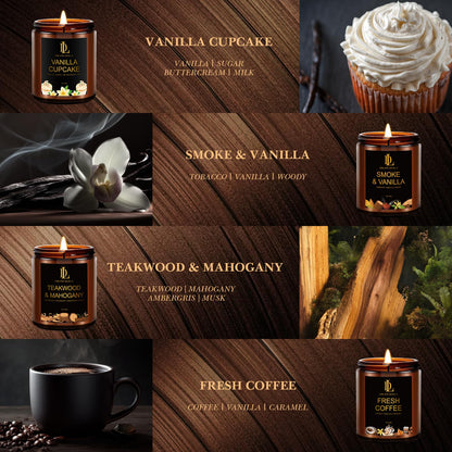 8-Pack Soy Candle Set for Home Scent – Teakwood Mahogany, Vanilla Cupcake, Cologne & More (56 oz)