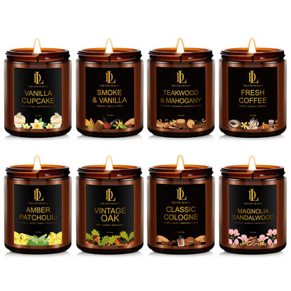 8-Pack Soy Candle Set for Home Scent – Teakwood Mahogany, Vanilla Cupcake, Cologne & More (56 oz)