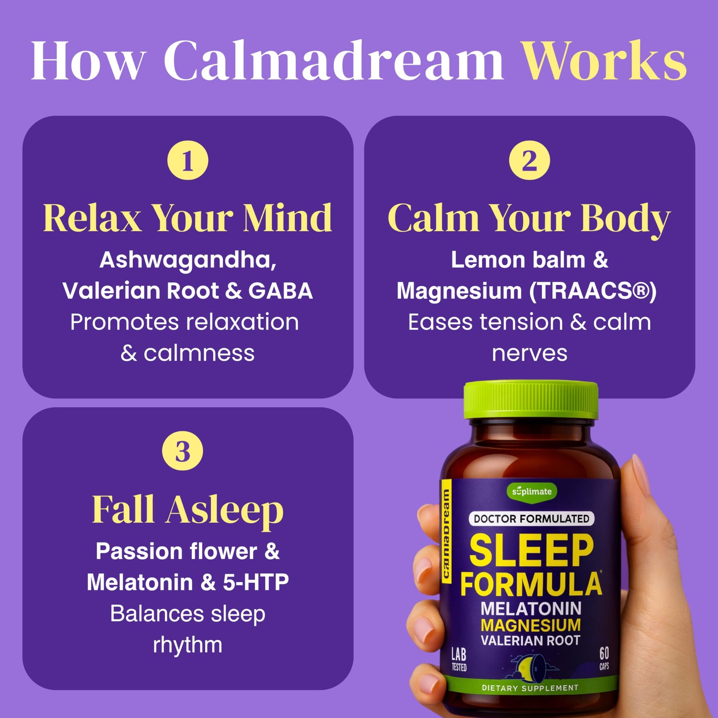 9-in-1 Melatonin Sleep Aid for Adults - USA Made, Lab Tested, 5mg Melatonin, 108mg Magnesium