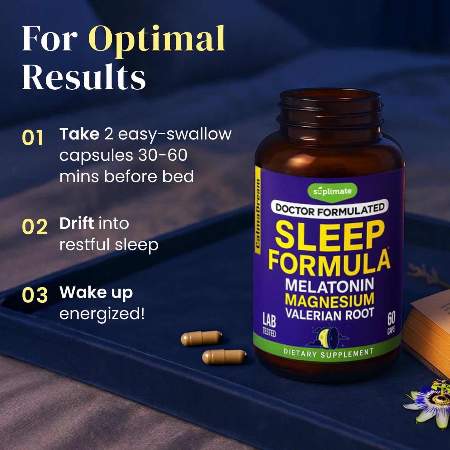 9-in-1 Melatonin Sleep Aid for Adults - USA Made, Lab Tested, 5mg Melatonin, 108mg Magnesium