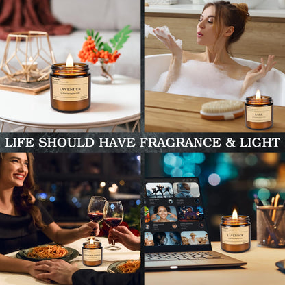 9 Pack Soy Candles – Vanilla, Lavender & Sage | 270 Hours Long-Lasting