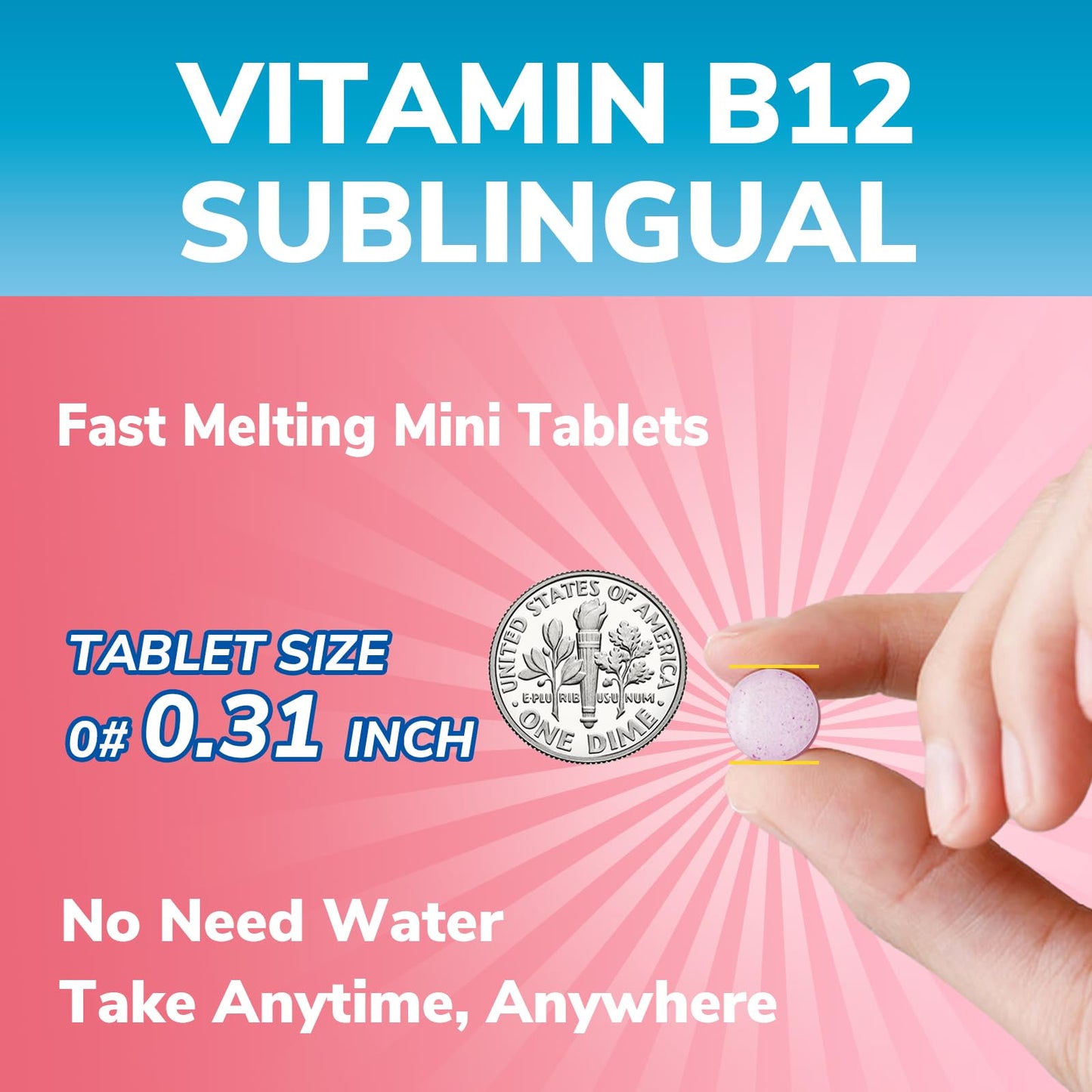 Vitamin B12 Sublingual 5000 mcg – Vegan Methylcobalamin, Peach Flavor