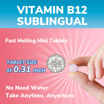 Vitamin B12 Sublingual 5000 mcg – Vegan Methylcobalamin, Peach Flavor